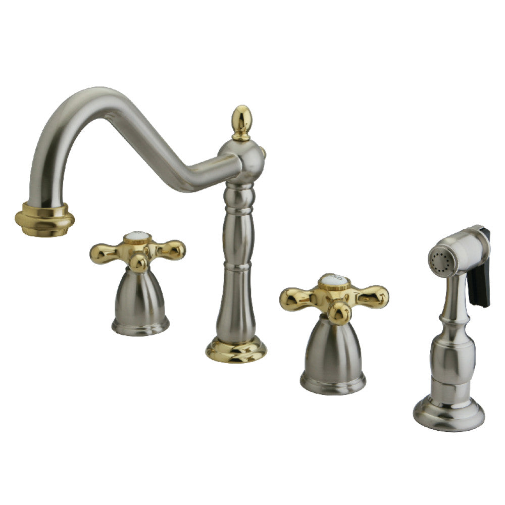 Kingston Brass KB1793AXBS Widespread Kitchen Faucet - High Arc Pull-Down Sprayer, Oil Rubbed Bronze Finish, 3-Hole Installation - Perfect for Modern Kitchens & Farmhouse Sinks