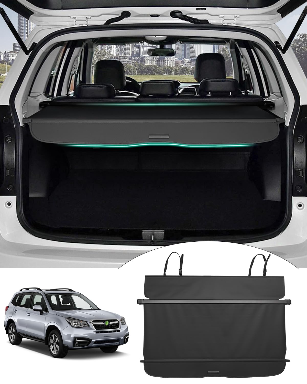 2014-2018 Subaru Forester Cargo Cover | Manual Tailgate Trunk Shade Protector | No Gap Retractable Luggage Cover (Not for Electric Tailgate) | Perfect for Road Trips, Grocery Storage & Pet Protection