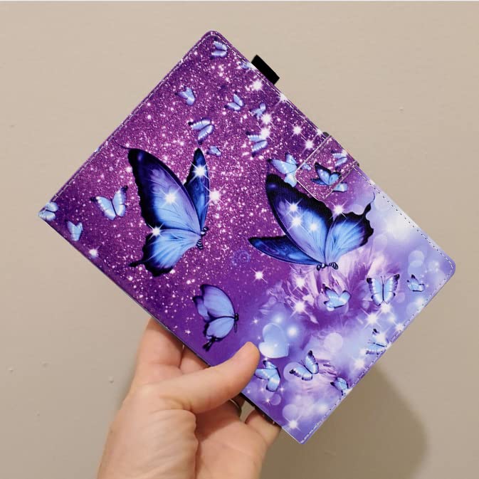 Premium PU Leather Stand Folio Cover Case for Kindle Fire HD 10 & Fire HD 10 Plus (13th/11th Gen 2023/2021) - Auto Wake/Sleep, Purple Butterfly Design - Perfect for Reading, Travel & Home Use