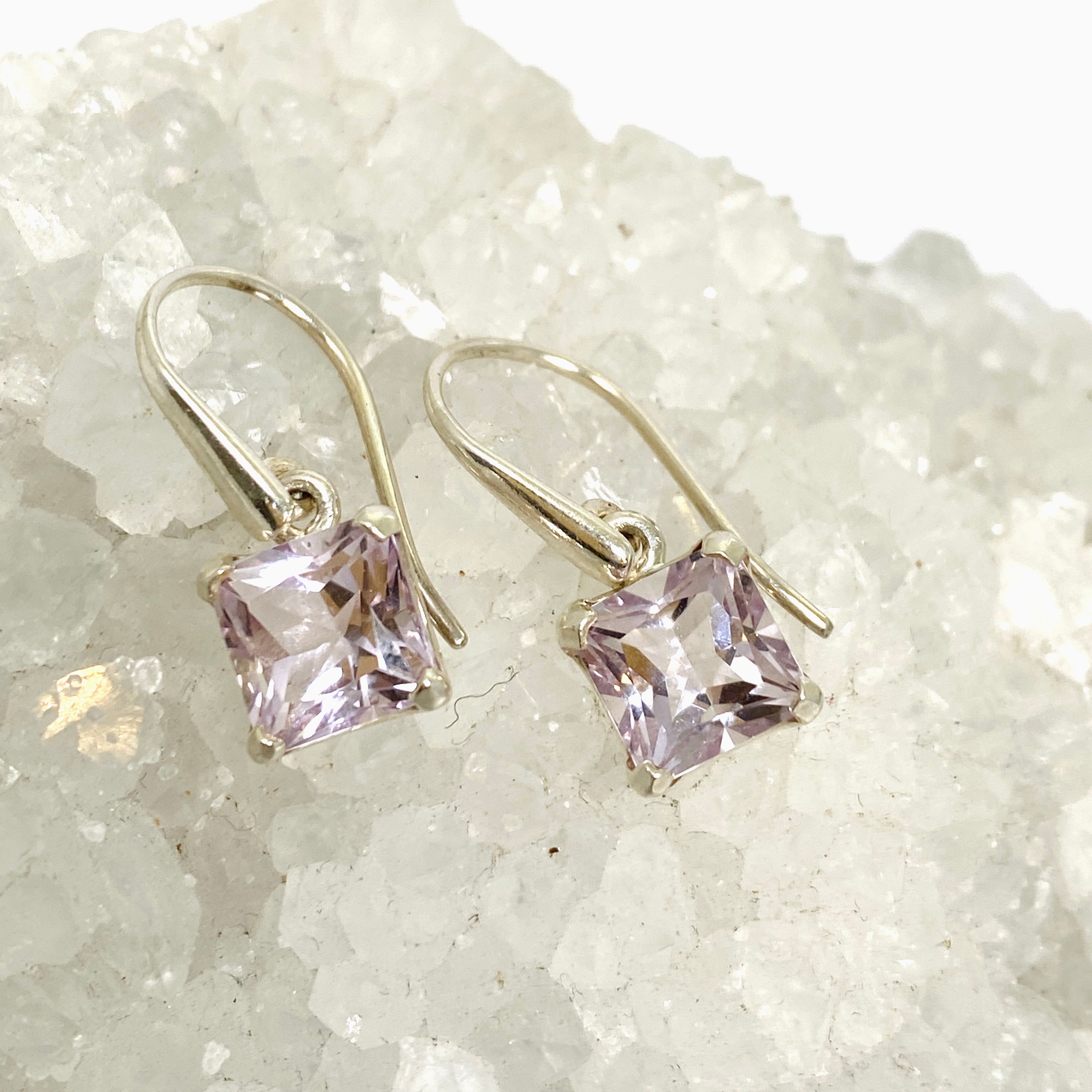 Amethyst Square Faceted Stud Earrings for Women - 925 Sterling Silver Dainty Jewelry - Perfect for Everyday Wear, Office & Special Occasions
