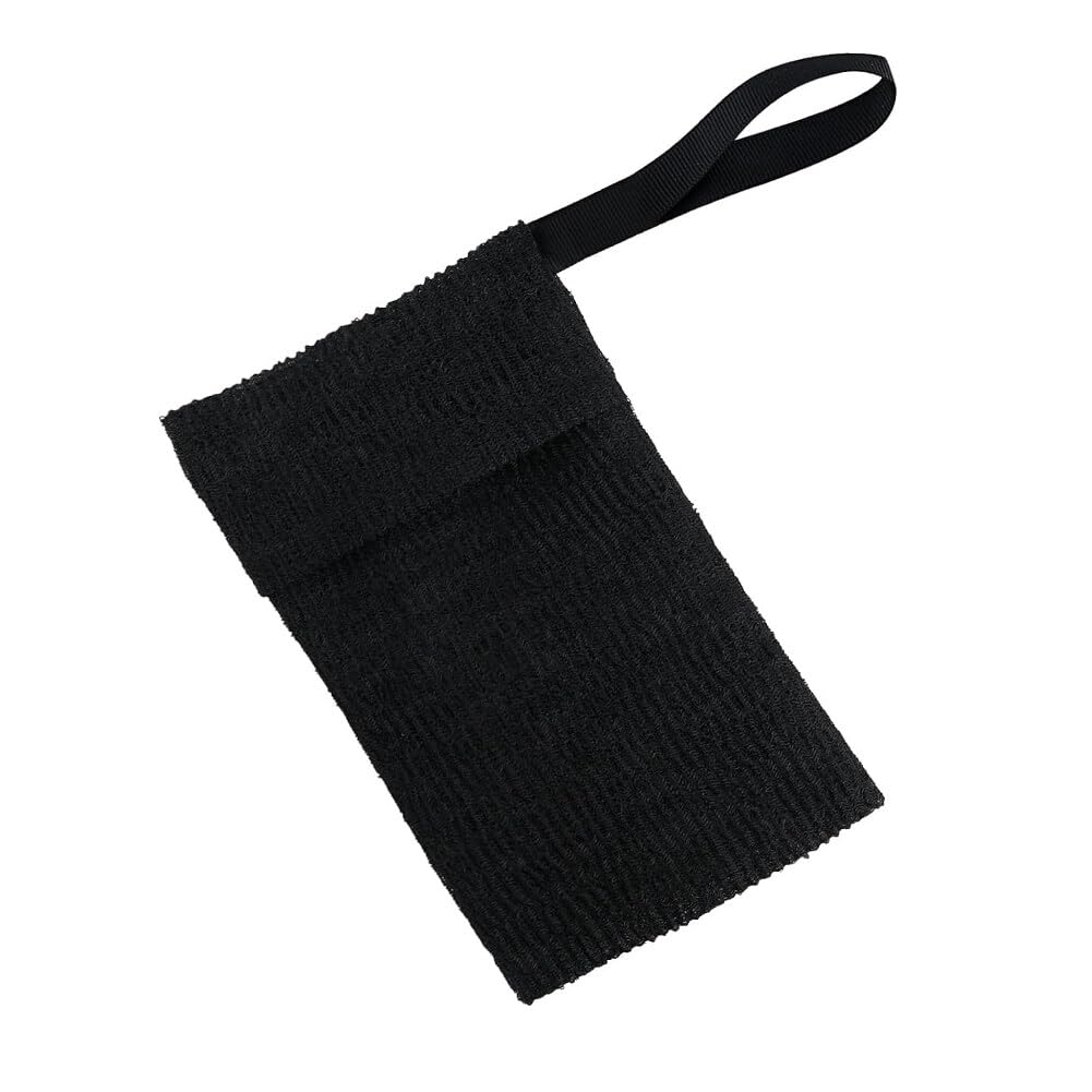 Exfoliating Mesh Soap Saver Pouch - Black Bath & Body Scrubber for Shower, Facial Cleansing & Travel | Reusable Soap Bag for Bar Soap, Creates Rich Lather & Exfoliates Skin | Perfect for Gym, Camping & Daily Use