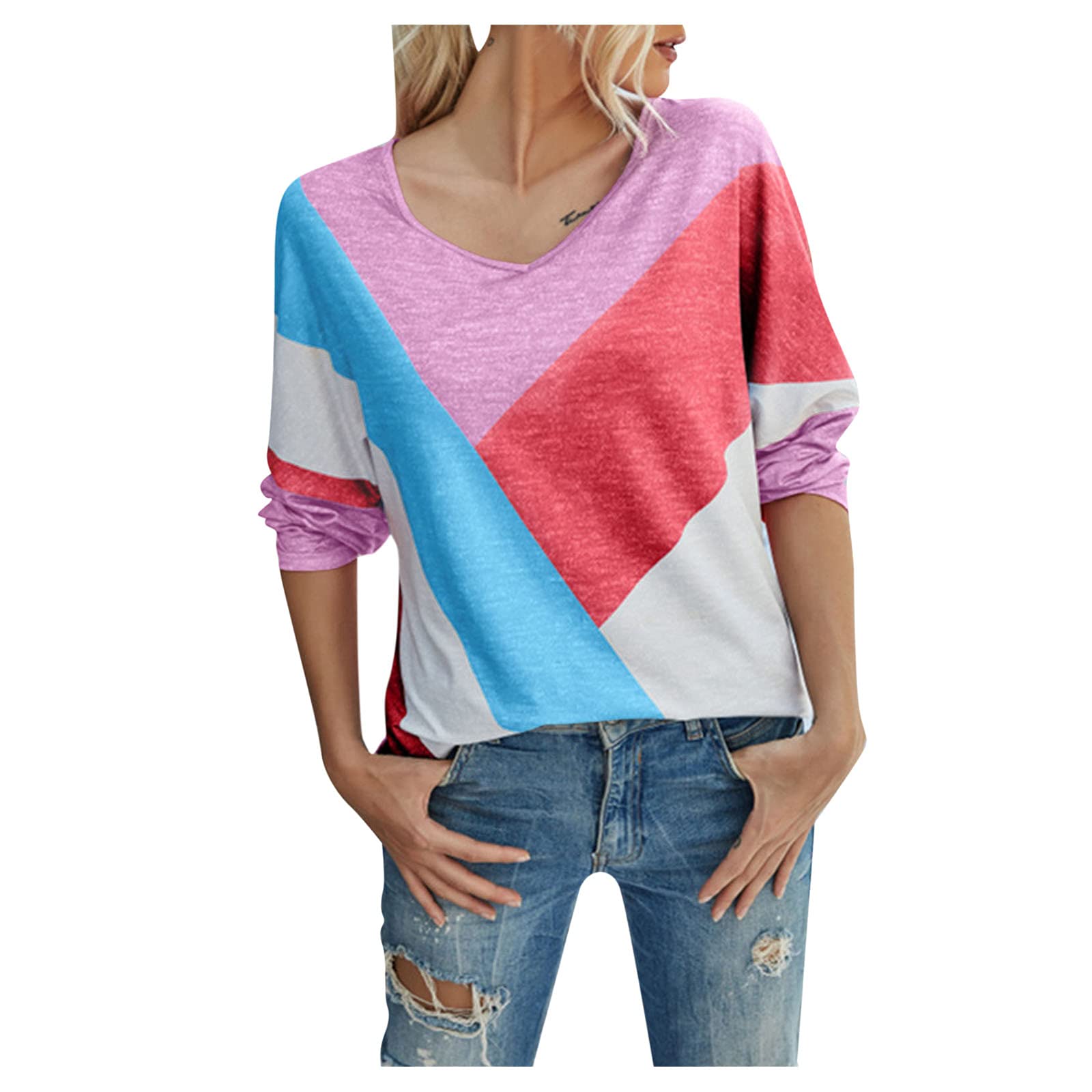 Flowy Long Sleeve Blouse for Women - Floral Print Summer Tops Plus Size Purple - Perfect for Casual Outings, Office Wear & Date Nights
