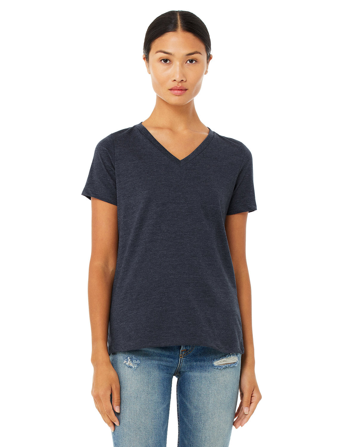 Bella + Canvas 6405 Women's Relaxed Fit Jersey V-Neck T-Shirt - Soft & Comfortable Casual Tee for Everyday Wear, Workout, and Lounge
