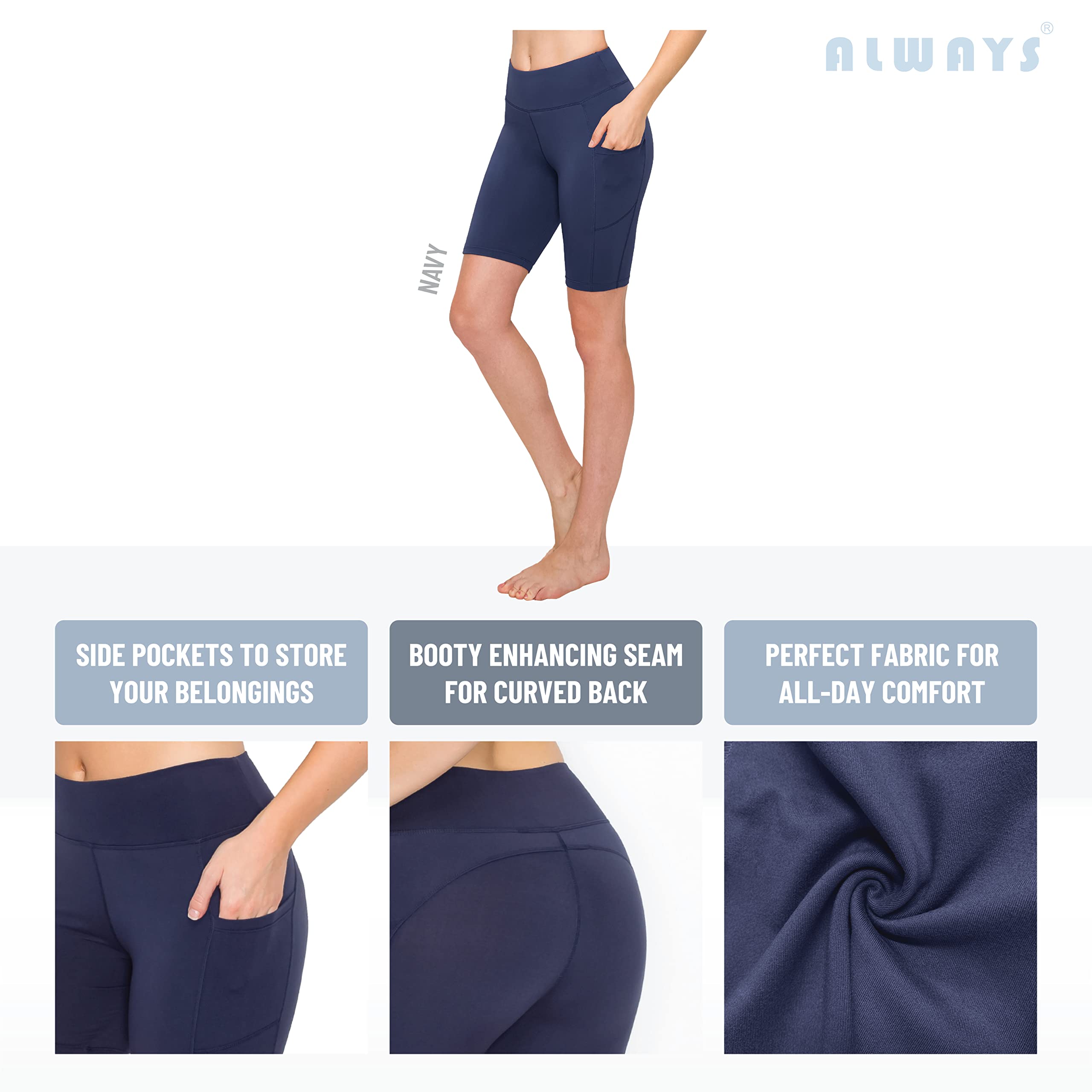 ALWAYS Women's High Waisted Yoga Shorts - 3