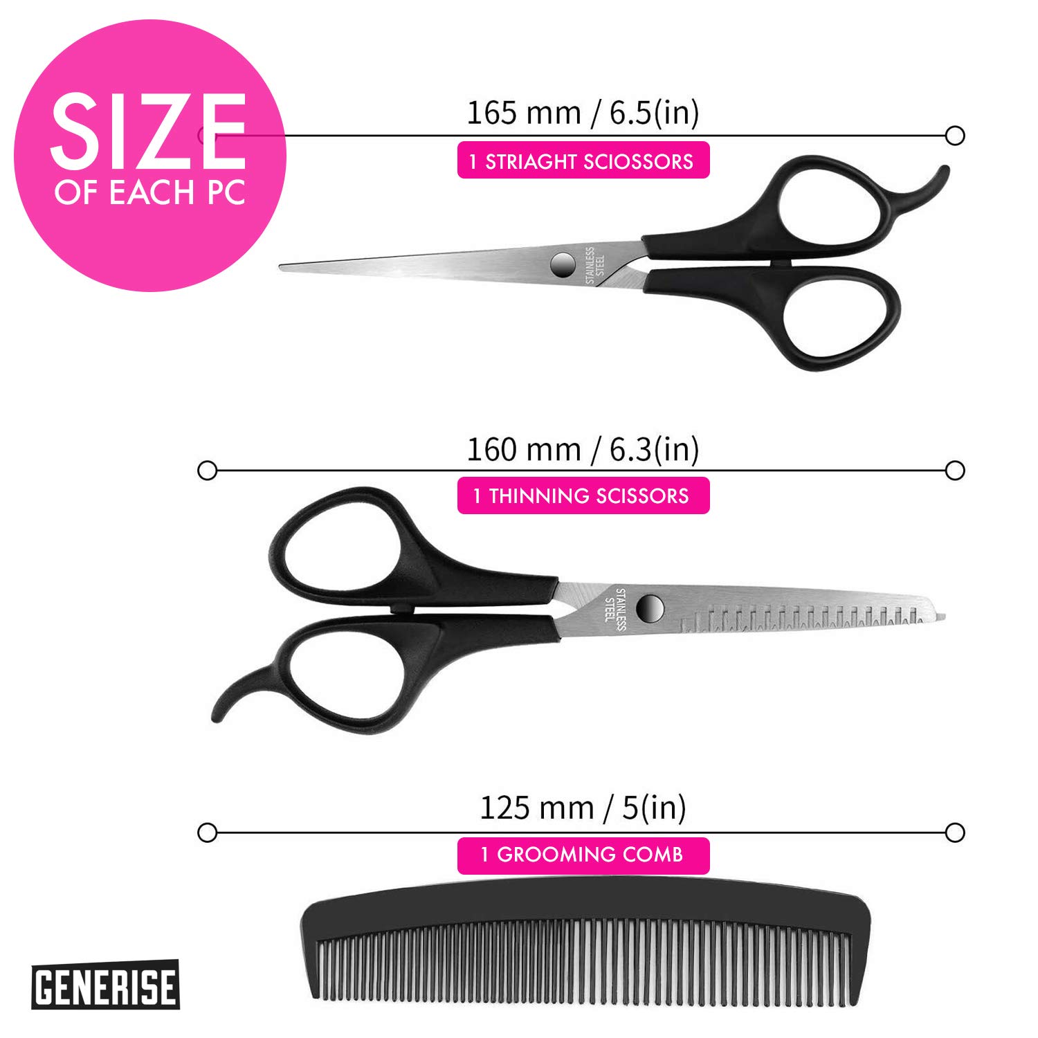 **GENERISE Professional Hair Cutting Scissors Set - 2 Hair Shears, Grooming Comb & 10 Disposable Hairdressing Gowns for Salon & Home Use - Perfect for Stylists, Barbers & DIY Haircuts**