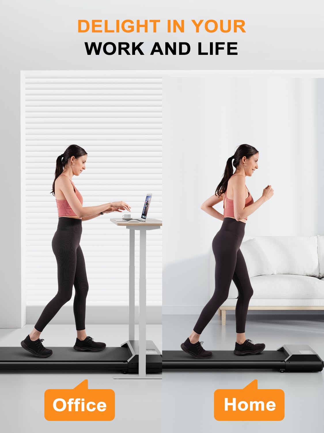 DeerRun Under Desk Treadmill - 2.5HP Quiet Portable Walking Pad for Home Office with APP/Remote Control & LED Display | No Installation Needed | Perfect for Workouts While Working or Watching TV