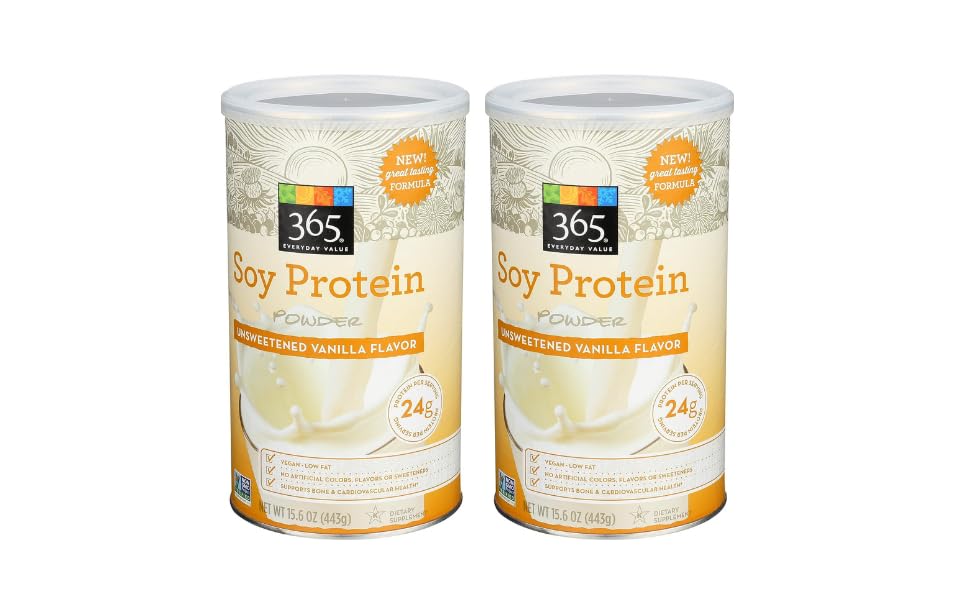 Premium Unsweetened Vanilla Soy Protein Powder - 15.63 oz (Pack of 2) | High-Quality Plant-Based Protein for Smoothies, Baking & Post-Workout Recovery | Vegan & Gluten-Free