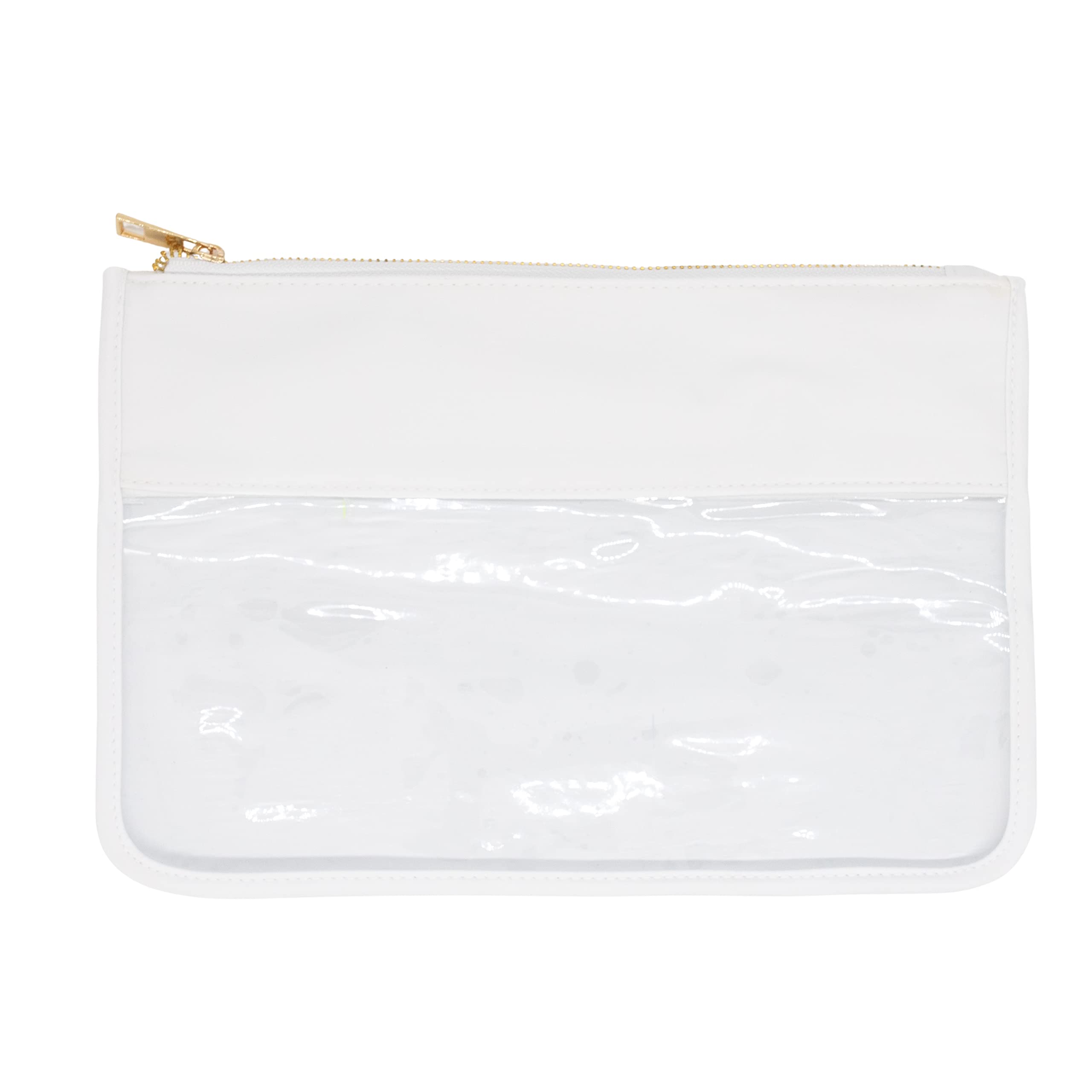 Premium Nylon Teddy Corduroy Travel Makeup Bag - Waterproof Cosmetic Pouch for Women (White, Flat Design) | Perfect for Travel, Gym, and Daily Organizer