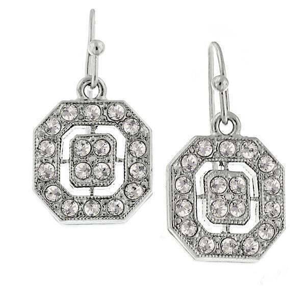 1928 Clear Crystal Octagon Drop Earrings for Women - Elegant Dangle Earrings for Party, Wedding & Evening Wear - Hypoallergenic Fashion Jewelry Gift