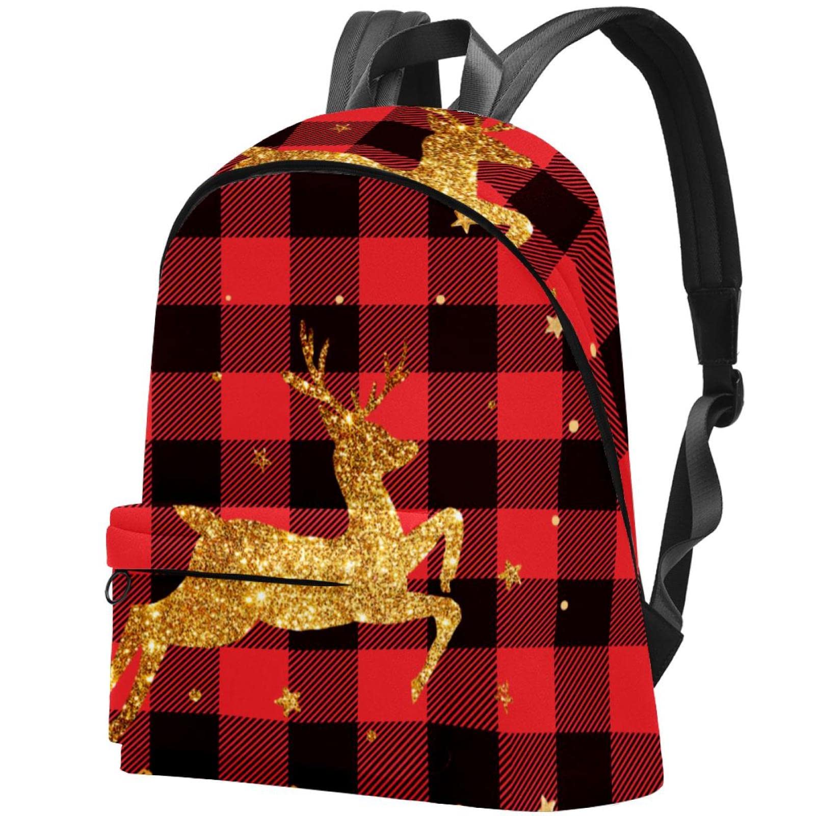 Durable Canvas Backpack for College & Travel - Stylish Elk Plaid Stripes Print for Women & Men | Perfect for School, Commuting & Outdoor Adventures