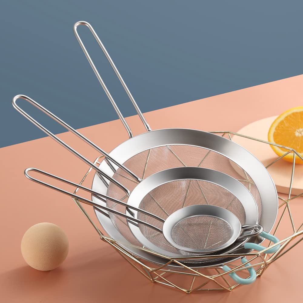 Premium 304 Stainless Steel 3.15 Inch Fine Mesh Strainer - Kitchen Colander & Skimmer with Ergonomic Handle - Perfect for Straining Tea, Rice, Pasta, Fruits & Vegetables - Ideal for Cooking, Baking, Brewing & Food Prep