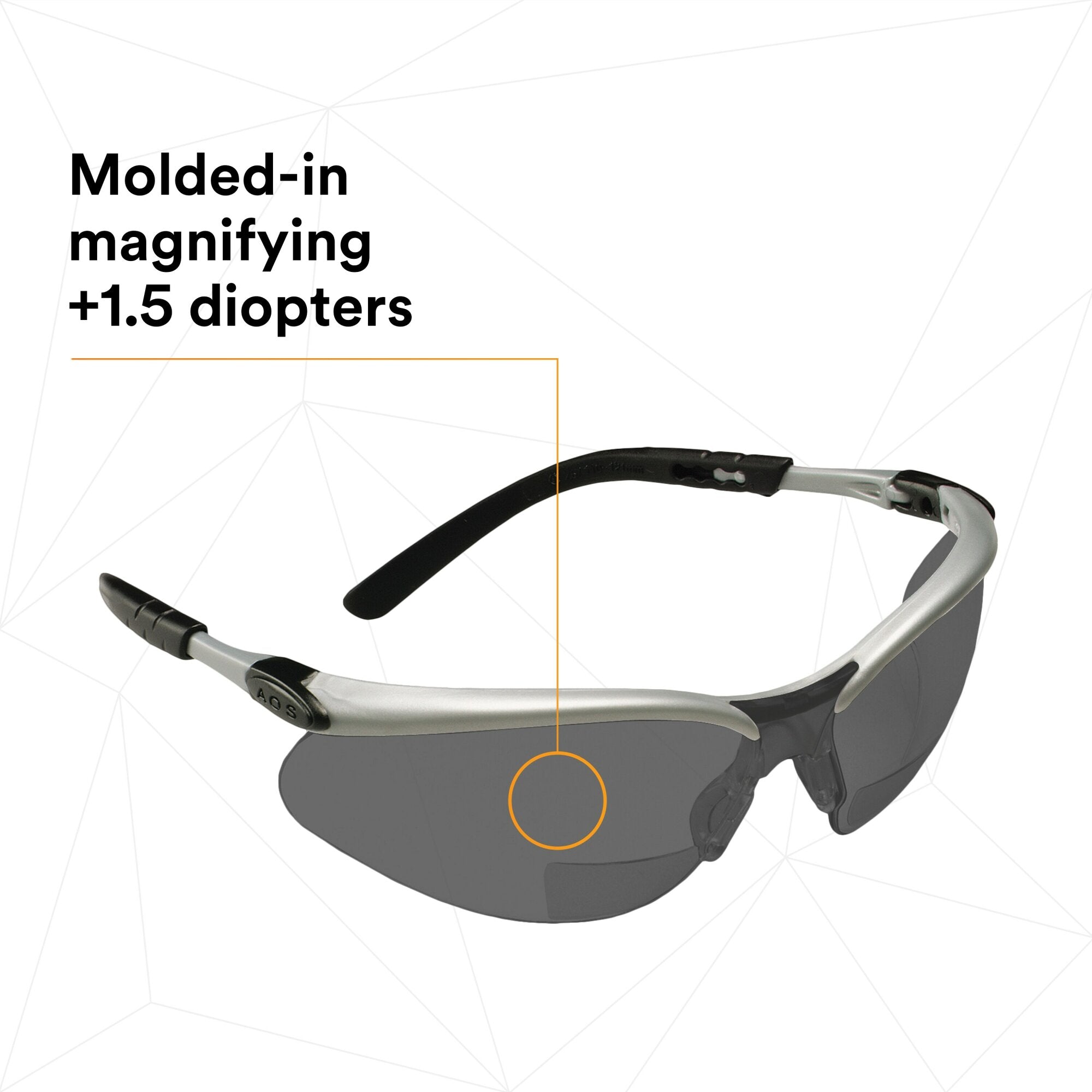 3M BX Reader Protective Eyewear 11377-00000-20 - Grey Lens & Silver Frame - Safety Glasses for Reading, DIY Projects & Workplace Protection
