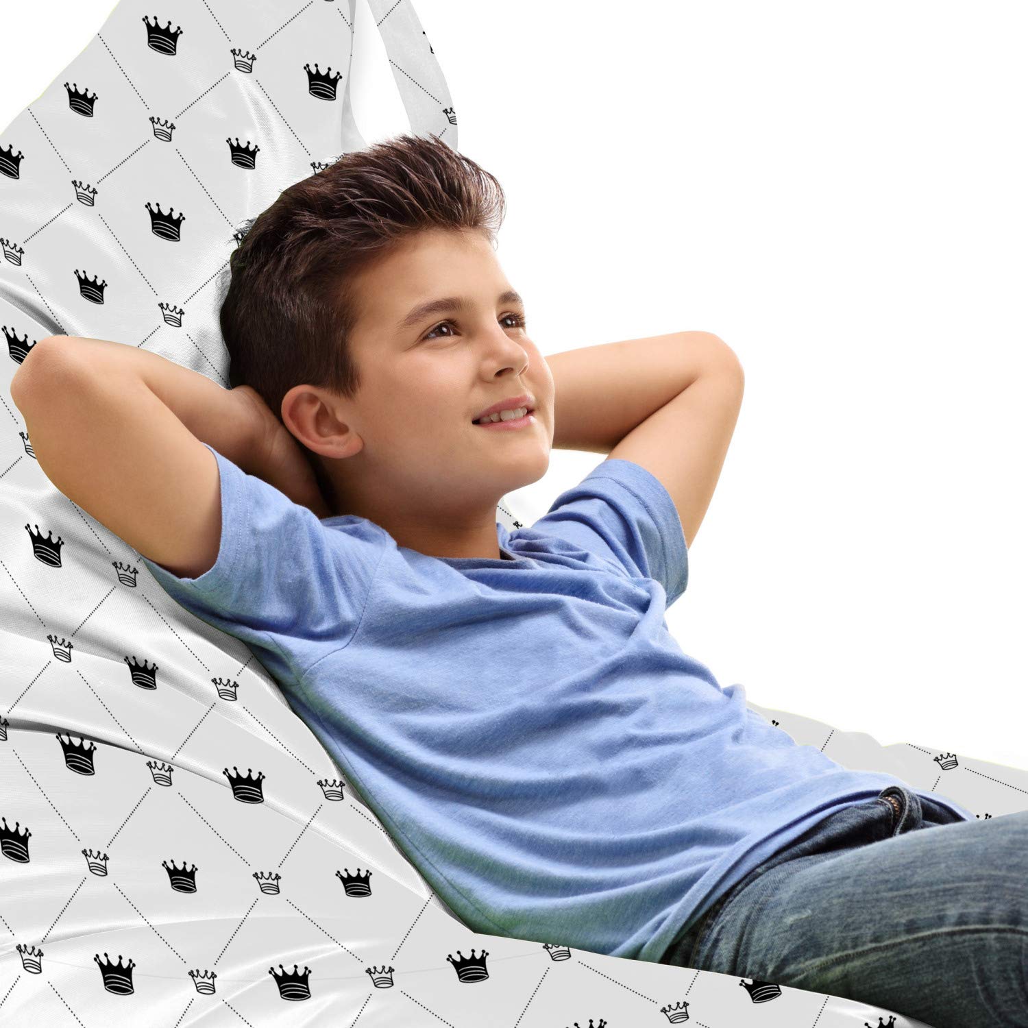 Ambesonne Abstract Lounger Chair Bag - High Capacity Storage with Handle, Black & White Diamond Check Pattern (Lounger Size) | Perfect for Beach, Pool, Picnics & Outdoor Relaxation