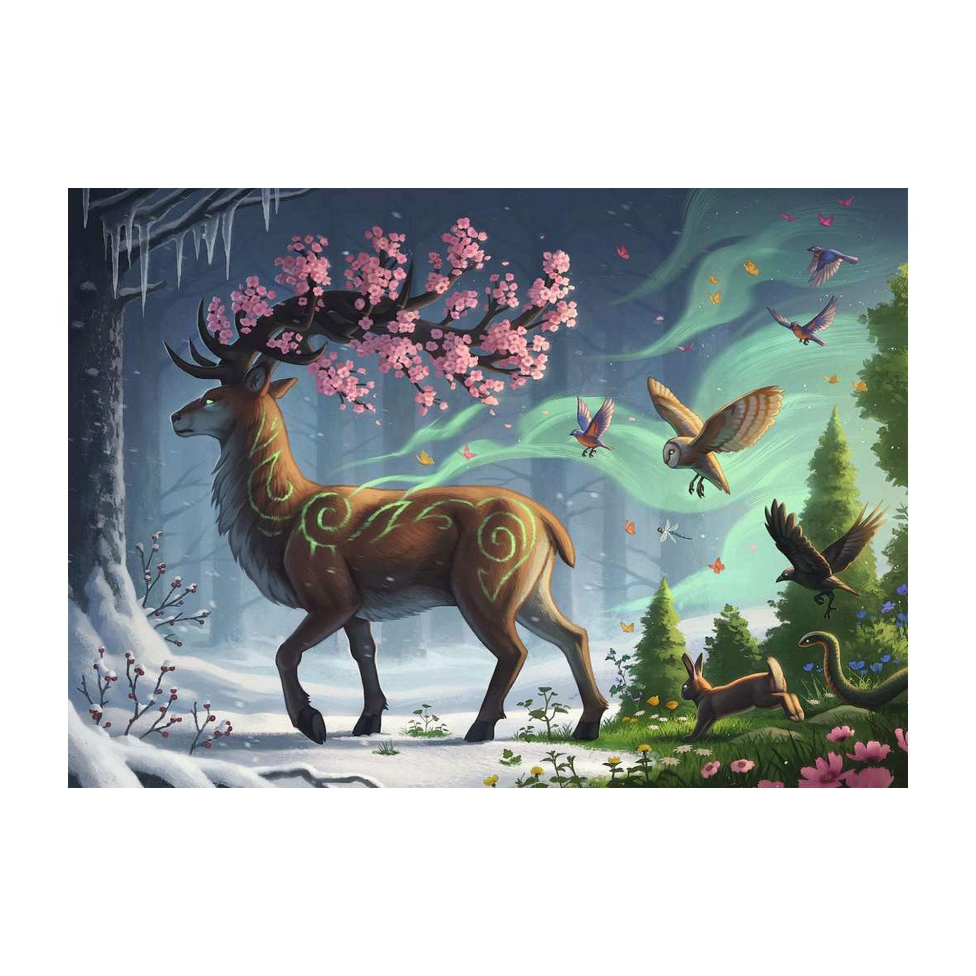 1,000 Piece Jigsaw Puzzle - Spring Deer Landscape Art for Adults & Kids - Perfect for Family Game Night & Relaxation