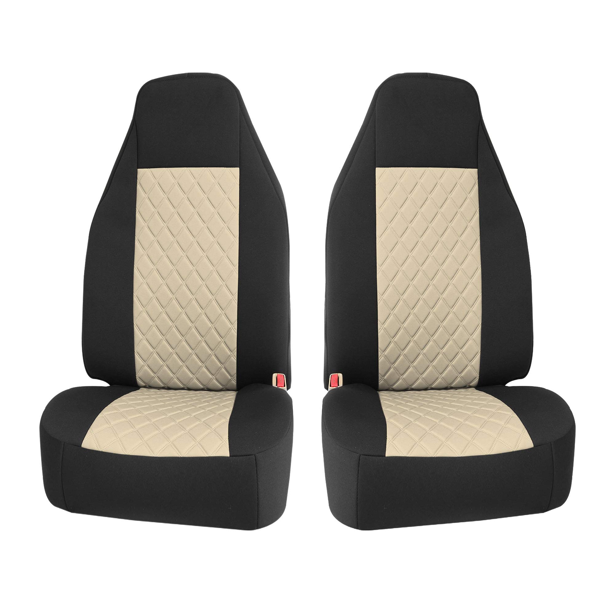 FH Group Neosupreme Universal Car Seat Covers - 1 Piece Bucket Seat Cover for SUV & Sedan, Washable Beige Car Seat Protector | Perfect for Road Trips, Commuting & Family Travel