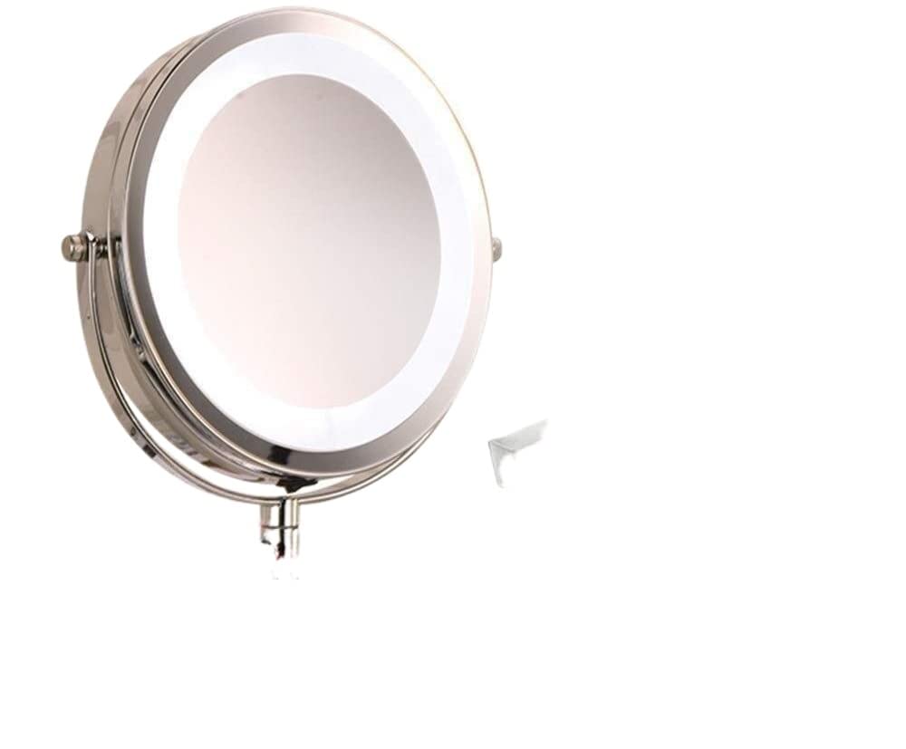 RYNCYCY LED Bathroom Vanity Mirror with 360° Swivel Stand - Round Double-Sided Magnifying Makeup Mirror for Shaving & Cosmetics | Perfect for Home, Salon, and Hotel Use