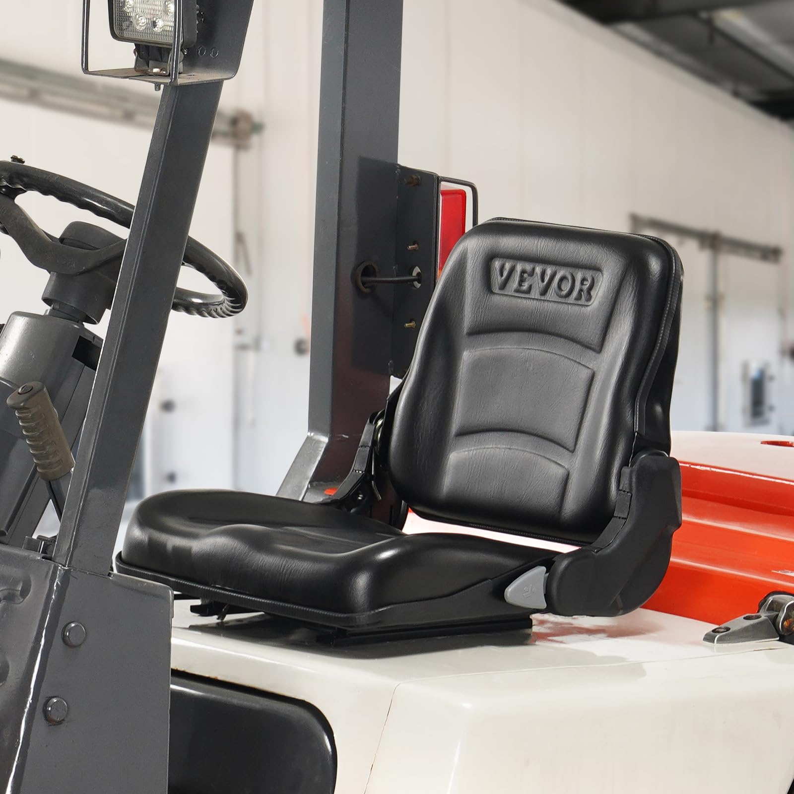 VEVOR Universal Forklift Seat - Adjustable Angle Back & Micro Switch, Fold Down Tractor Seat with 6.3-13.4
