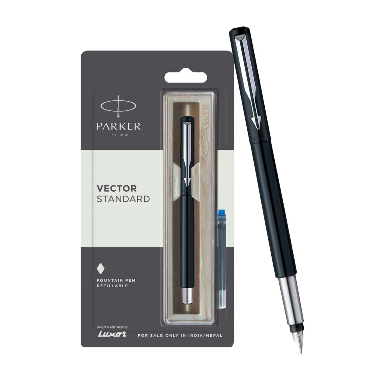 Premium Parker Vector Standard CT Fountain Pen - Black Ink, Smooth Writing for Professionals & Students | Perfect for Office, School & Gift Giving