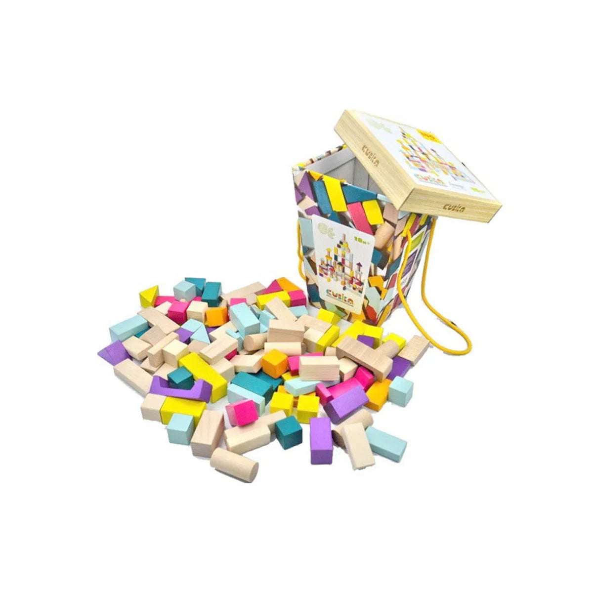 Cubika 100-Piece Wooden Building Blocks Construction Kit for Kids - STEM Educational Toy for Creative Play, Learning & Home Schooling - Perfect for Preschool, Kindergarten & Toddler Activities