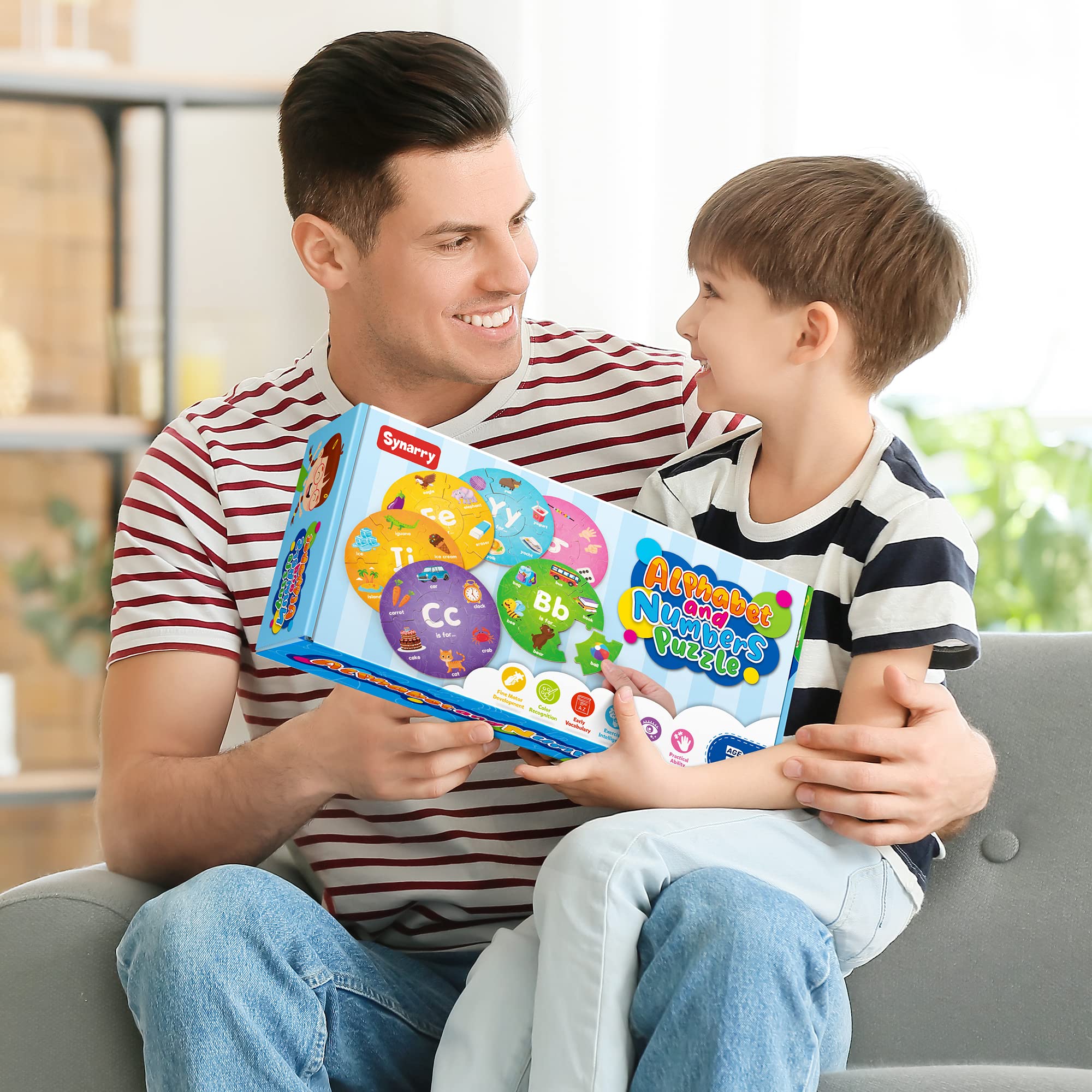 SYNARRY Wooden Alphabet and Number Puzzles for Kids Ages 3-8 - ABC Learning Toys, Preschool Educational Games for Boys & Girls - Perfect for Homeschooling, Classroom & Birthday Gifts (Great for Early Childhood Development & Montessori Learning)