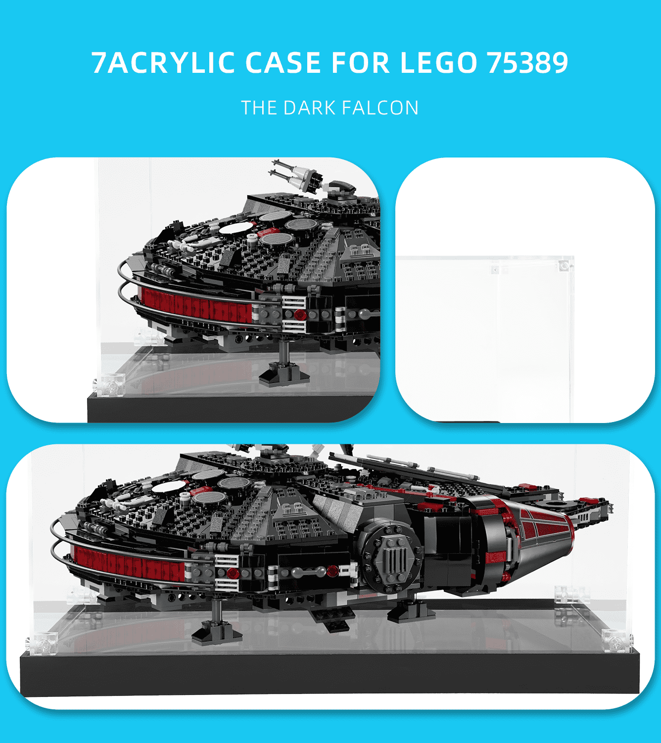 LEGO Star Wars The Dark Falcon 75389 Display Case - Premium Acrylic Showcase for Collectible Model | Perfect for Home Decor, Office Display & Gift for Star Wars Fans