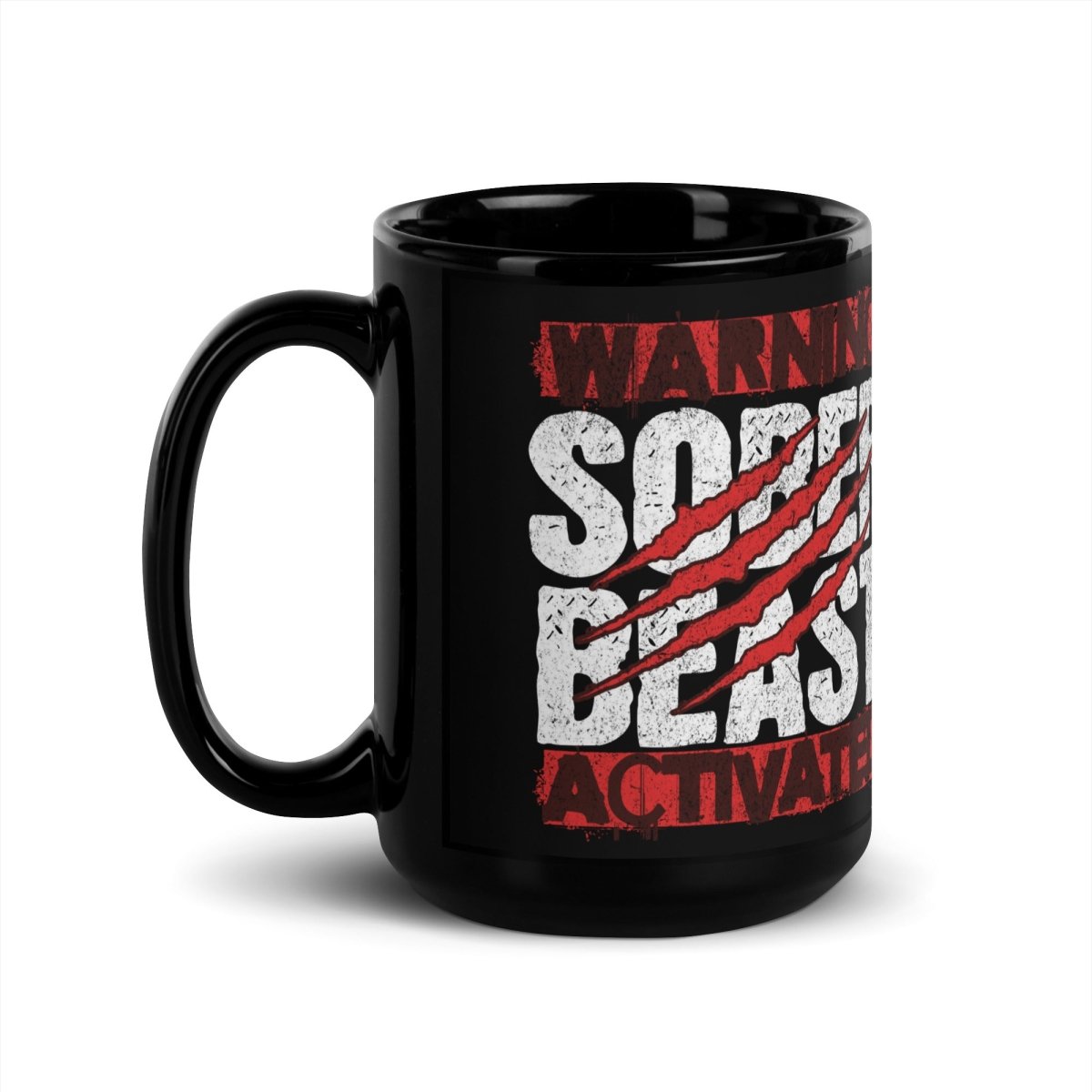 Sober Beast Activated Black Glossy Coffee Mug - Funny Novelty Drinking Cup for Coffee, Tea & Beer - Perfect for Office, Home & Gifts