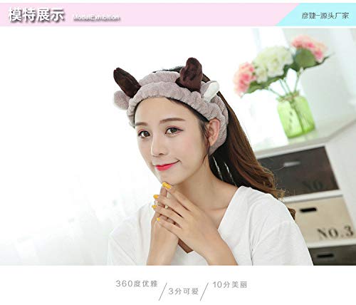 Elk Headband for Women & Girls - Soft Fleece Spa Facial Headband, Makeup Headwrap for Skincare & Hair Care - Perfect for Birthday, Christmas, Valentine's Day Gifts (Coffee Brown) | Great for Home Spa Days, Salon Visits & Self-Care Routines