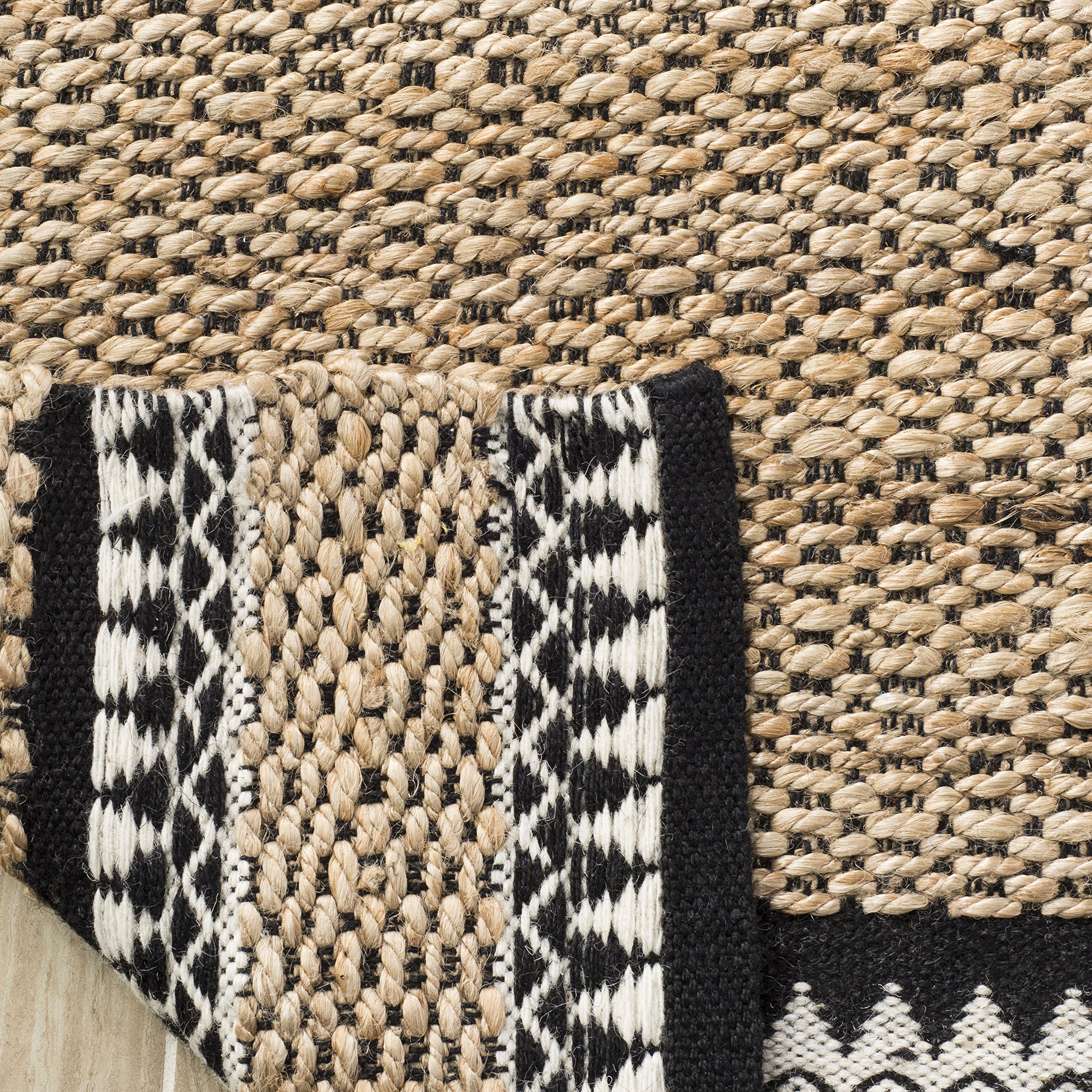 SAFAVIEH Handmade Natural Fiber Jute Area Rug 6' x 9' - Farmhouse Boho Coastal Rustic Style in Natural & Black (NF874B) | Durable for High Traffic Areas | Perfect for Living Room, Bedroom, Dining Room & Home Decor