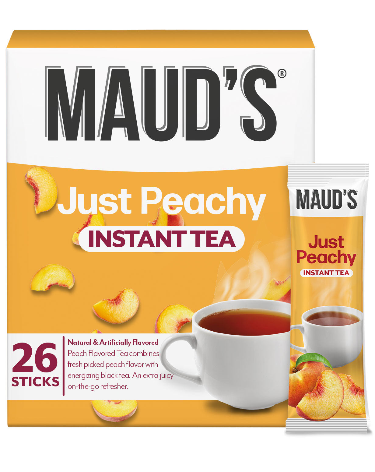 Maud's Instant Peach Iced Tea Mix - Refreshing Summer Drink Powder for Home, Office & Outdoor Activities - Perfect for Picnics, BBQs and Pool Parties