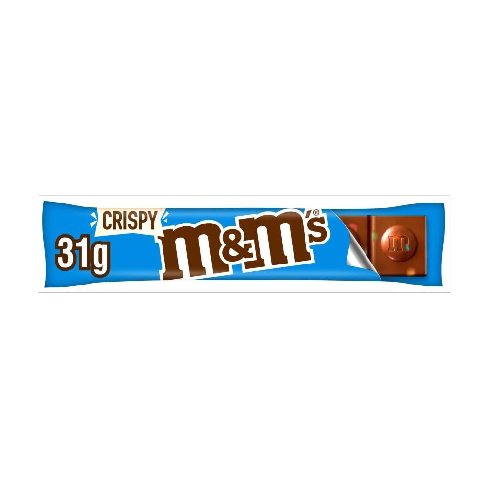 M&M's Crispy Pieces & Milk Chocolate Bar 31g x 24 Bars - Bulk Pack of Full Size Candy Bars for Parties, Halloween Treats & Office Snacks