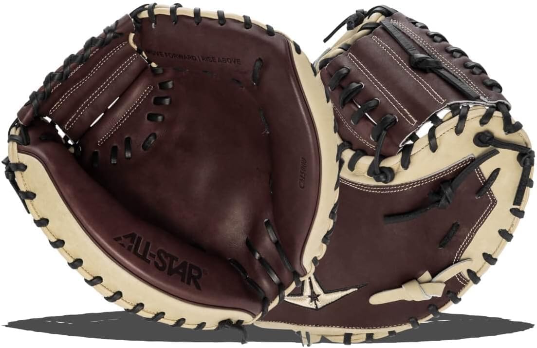 All Star S7 Elite 34 Inch CM5000 Baseball Catcher's Mitt Right Hand Throw (RHT) - Premium Brown/Tan Leather for Professional & Youth Baseball Players - Perfect for Catching Fastballs & Game Situations