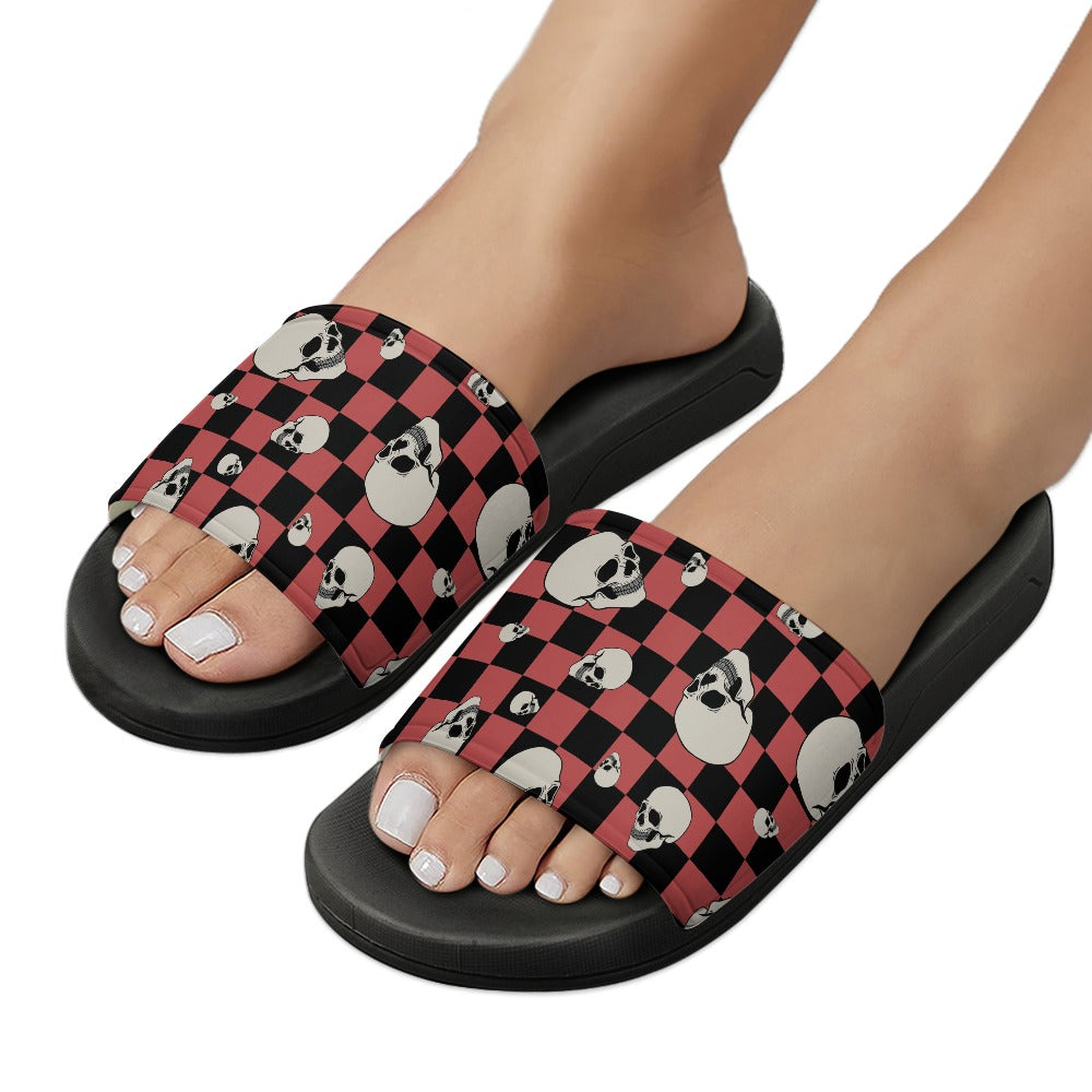 Checkers and Skulls PVC Sandals for Women - Comfortable Non-Slip Beach Shoes for Summer, Outdoor, and Casual Wear