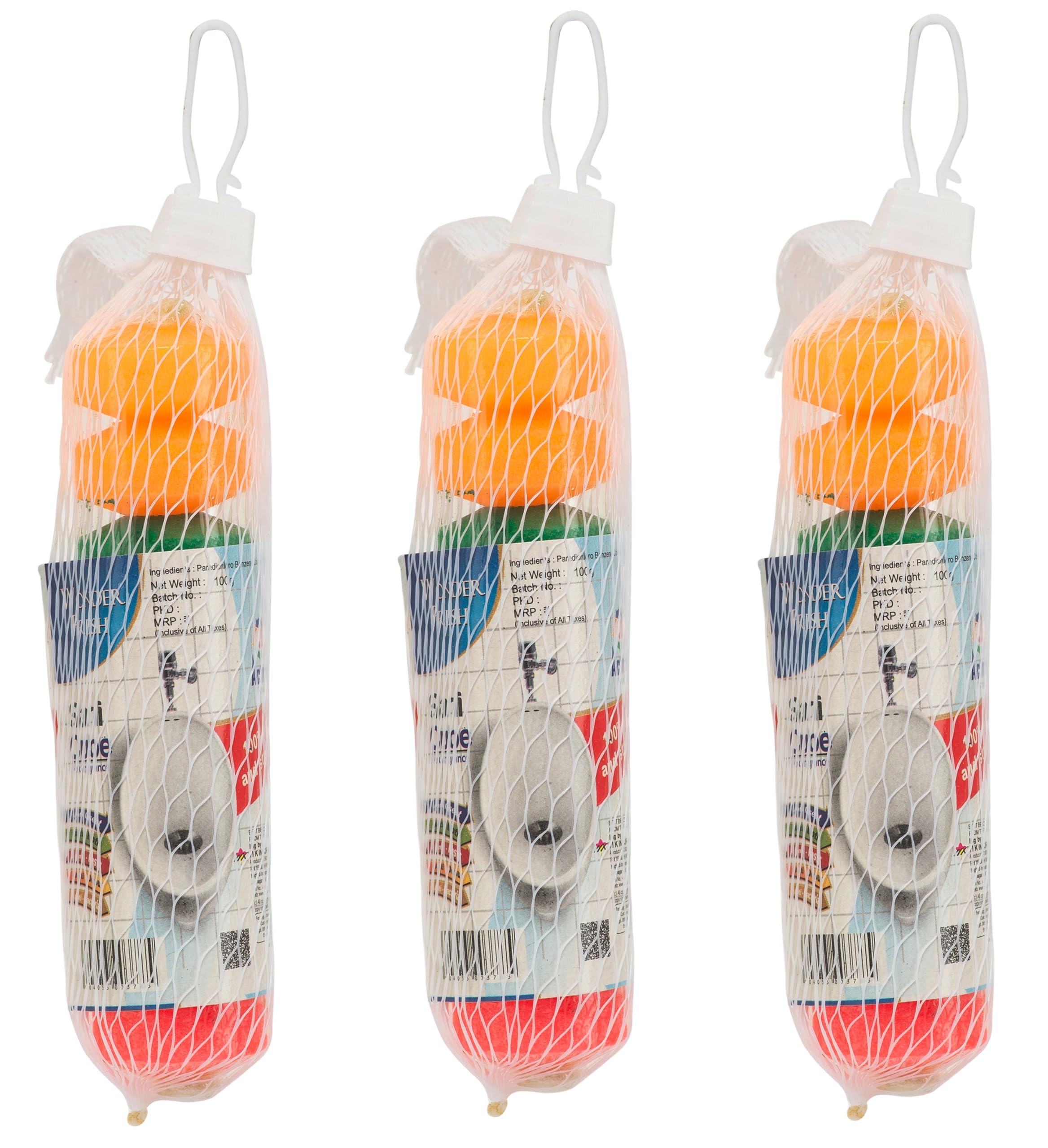WONDER FRESH Long-Lasting Bathroom Air Freshener Blocks - Pack of 3 (100g Each) | Toilet, Shoe Rack & Urinal Deodorizer | Antibacterial Naphthalene Balls with Refreshing Fragrance for Home & Office Use