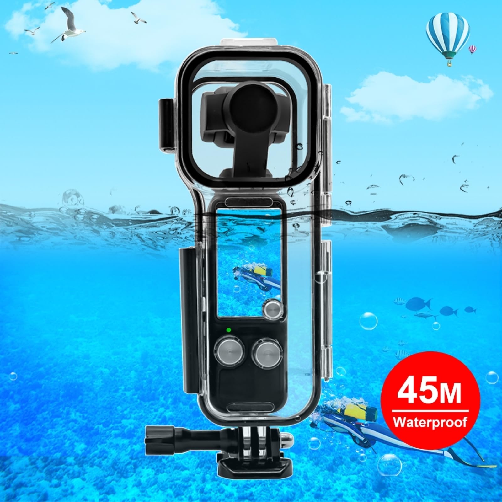 Andoer Waterproof Camera Case - IP68 Underwater Protective Housing for GoPro Hero 12/11/10/9, DJI Action, Sports Cameras - Ideal for Snorkeling, Diving, Surfing & Water Sports Accessories
