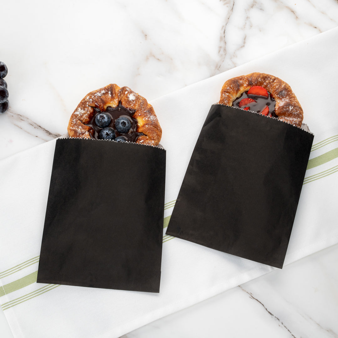 Premium Black Paper Bags 7x5 Inches - 100 Count Bulk Pack for Gift Wrapping, Party Favors & Retail Packaging