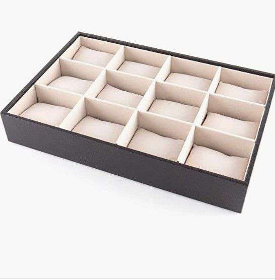 12-Slot Bracelet Storage Tray - Black Jewelry Organizer for Bracelets, Bangles & Watches | Perfect for Dresser Top, Vanity Display & Travel Jewelry Case Organization