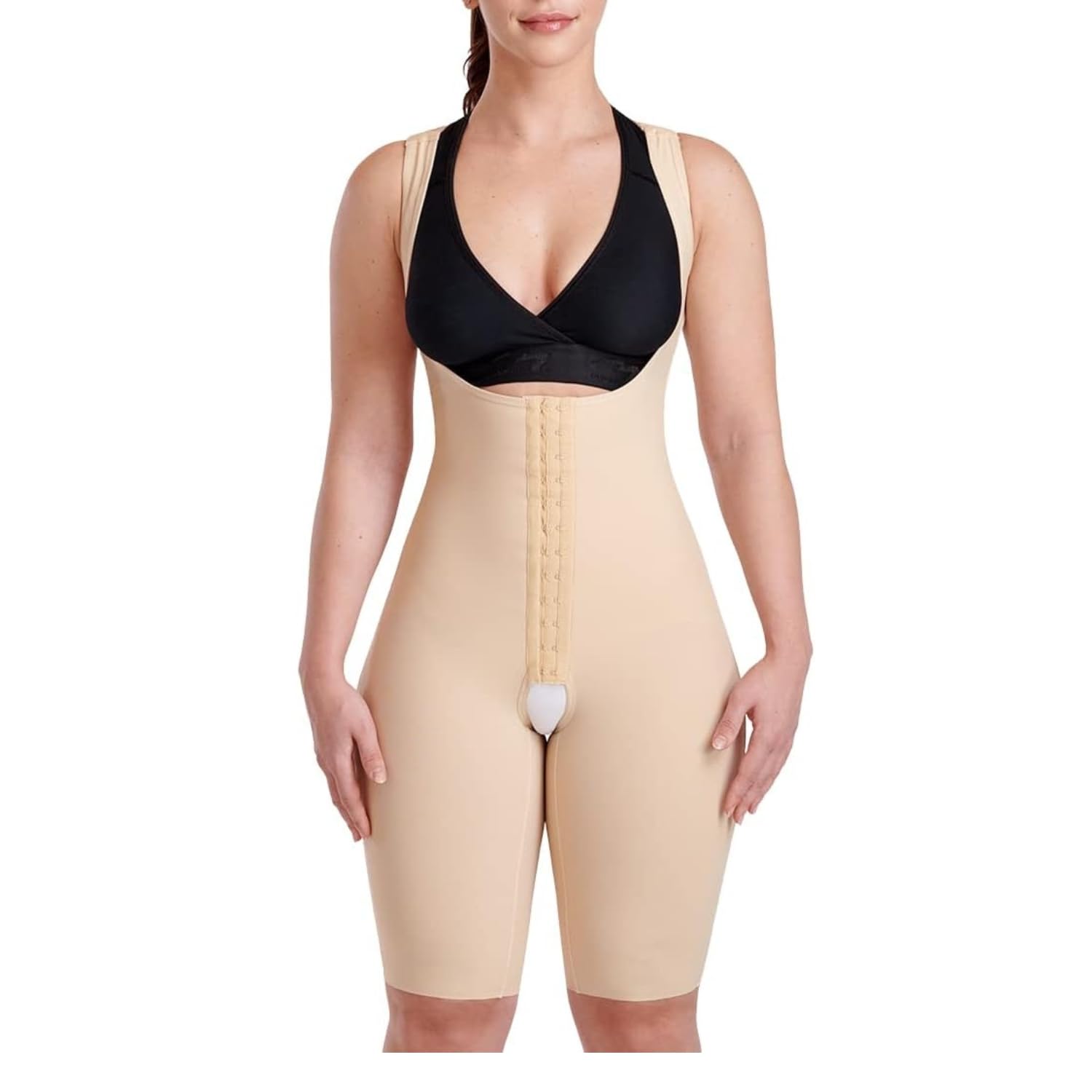 MARENA Women's Short Length Curves Bodysuit with Hidden Reinforcement Panels - Perfect for Yoga, Gym Workouts & Everyday Comfort