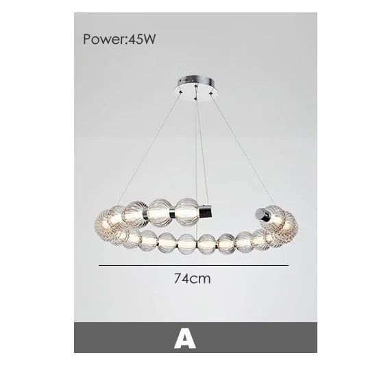 Modern Circular Ring Chrome LED Pearl Chandelier - Elegant Ceiling Light Fixture for Dining Room, Bedroom, or Living Room Decor