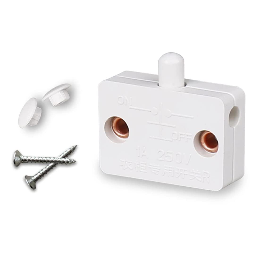 XingcM Automatic Reset Closet Light Switch - White | Durable Cabinet Switch for Home & Office | Perfect for Wardrobes, Pantries & Storage Spaces