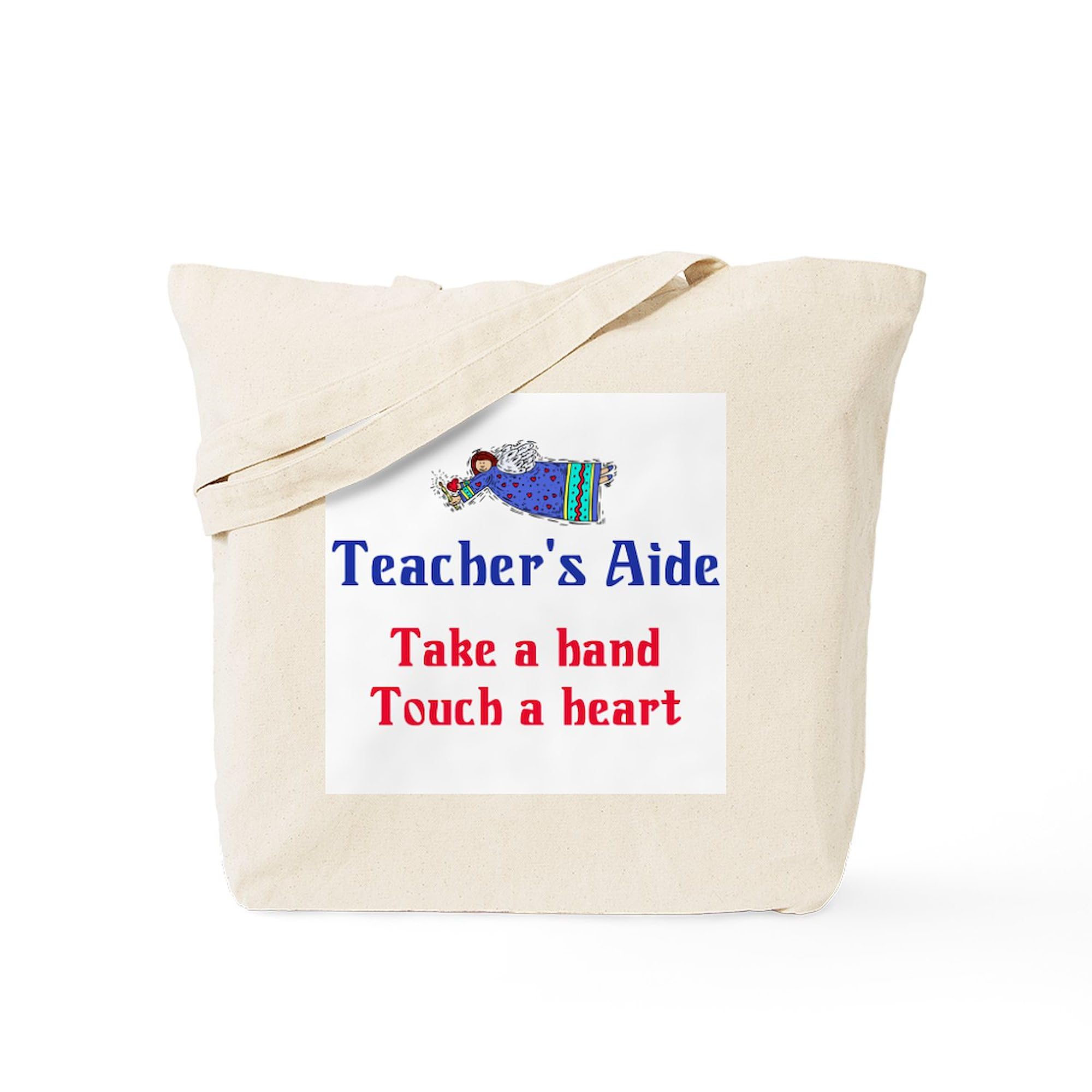 Teacher's Aide Tote Bag - Natural Canvas Reusable Shopping Bag for Teachers, School Supplies & Everyday Use - Perfect for Classroom, Groceries & Work Commute