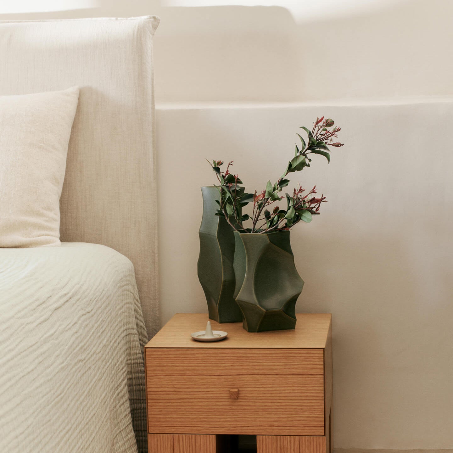 Tall Sage Cueva Vase - Elegant Ceramic Home Decor for Living Room, Dining Table & Wedding Centerpieces