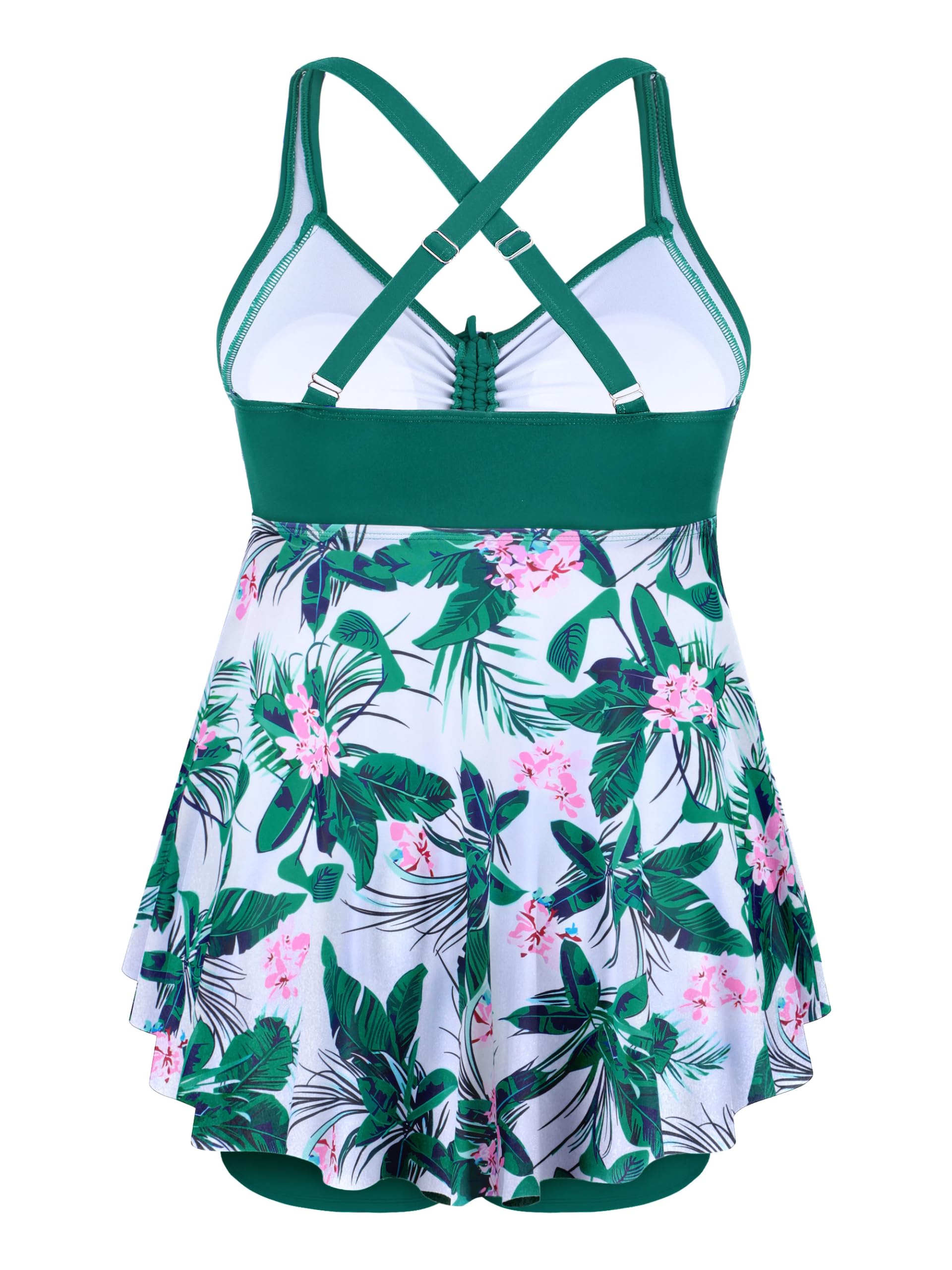 NIeyook Plus Size Women's Tankini Swimsuits with Tummy Control & Swim Shorts - Two Piece Bathing Suit for Beach, Pool & Vacation