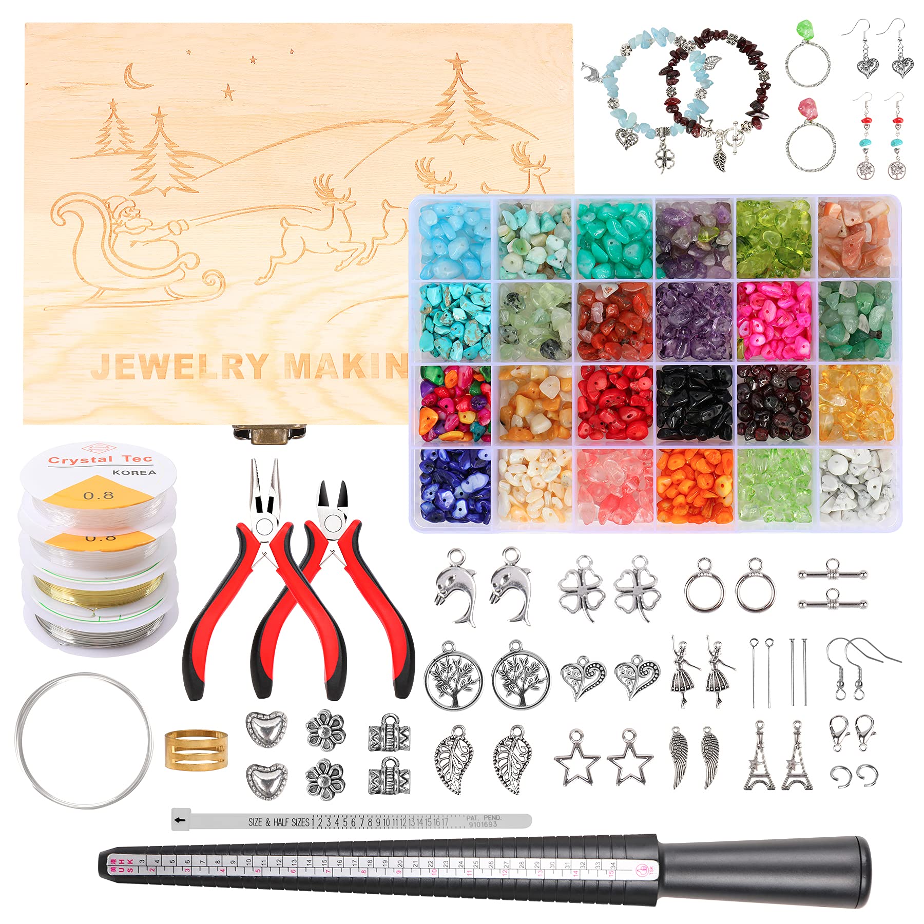 Premium Jewelry Making Kit with Gift Box - DIY Bracelet, Ring & Earring Making Supplies, Crystals, Beads & Hooks for Creative Crafting | Perfect for Gifts, Parties & Home DIY Projects