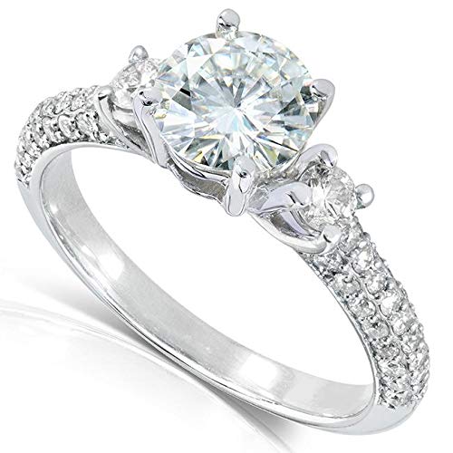 1 Carat Round Cut Diamond Engagement Ring in 14K White Gold - 1.5 CTW Total Weight, Elegant Solitaire Wedding Band for Proposals, Anniversaries & Special Occasions