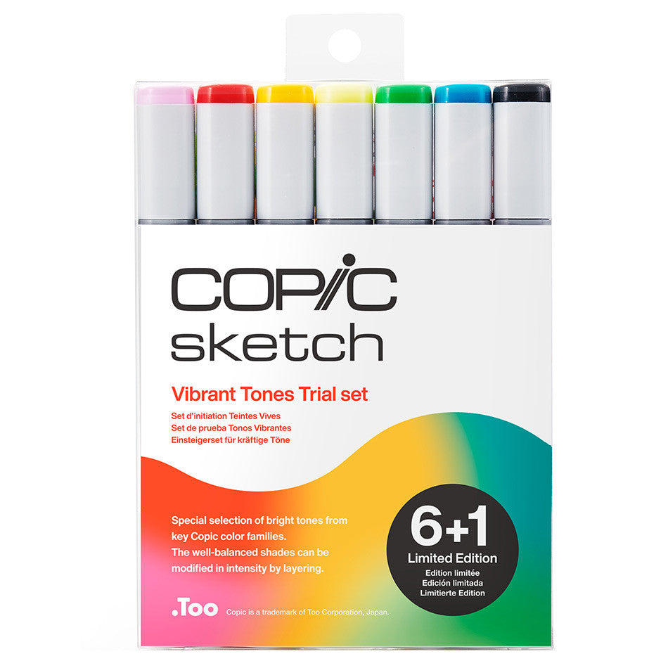 Copic Vibrant Tones Trial Set 6+1 Limited Edition Markers - Premium Alcohol-Based Art Markers for Artists, Illustrators & Designers - Perfect for Sketching, Manga, Comic Art & Professional Illustration
