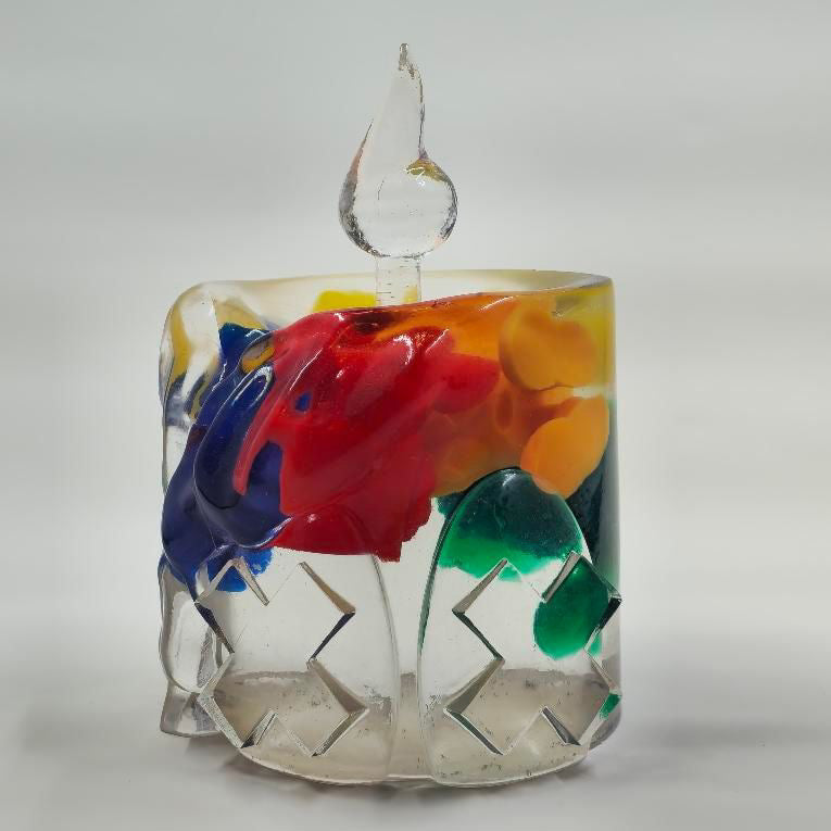 Clear Acrylic Paperweight with Decorative Items Inside - Larry by Dillon Gregory - Perfect for Office Desk Decor and Gift Ideas