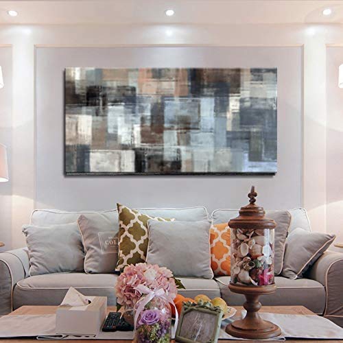Modern Abstract Wall Art Canvas Print - Gray & Brown Framed Painting for Home, Bedroom, Bathroom, Office & Living Room Decor - 30x60 Inch Metal Canvas Artwork - Perfect for Contemporary Spaces & Accent Walls