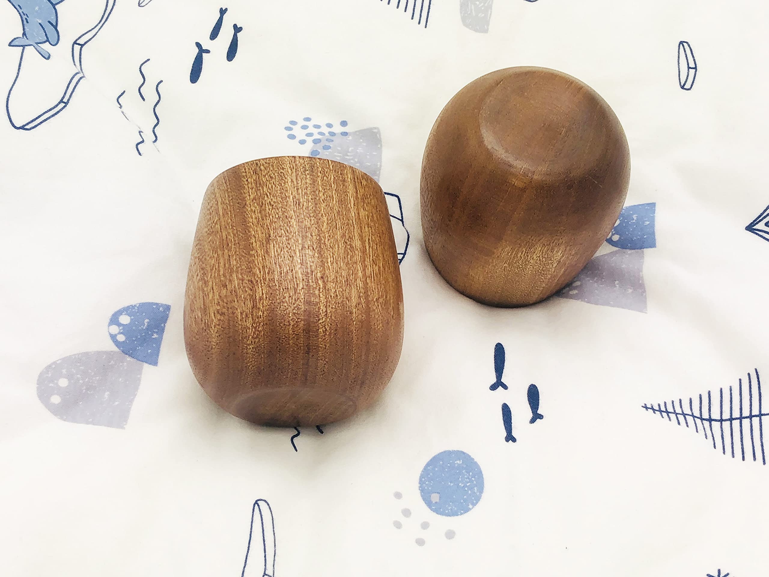 HomeImpel 4 Pack 4oz Wooden Coffee Mugs - Natural Wood Tea Cups for Hot & Cold Drinks, Perfect for Coffee, Tea, Beer, Milk & Water - Ideal for Camping, Picnics & Rustic Home Decor