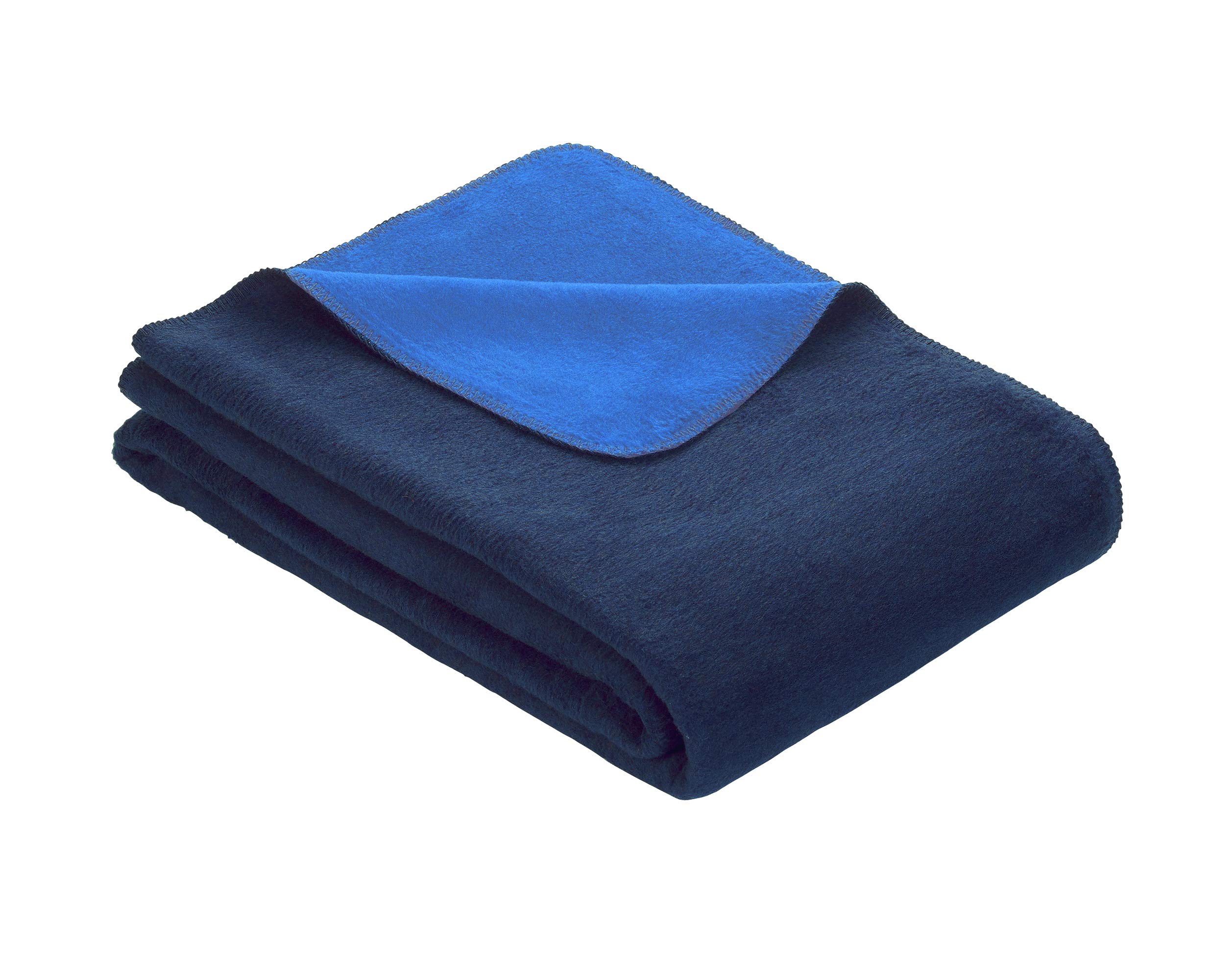 IBENA Sorrento Plush Reversible King Size Bed Blanket - Navy & Royal Blue - Ultra Soft Cozy Throw for Bedroom, Couch & Winter Use