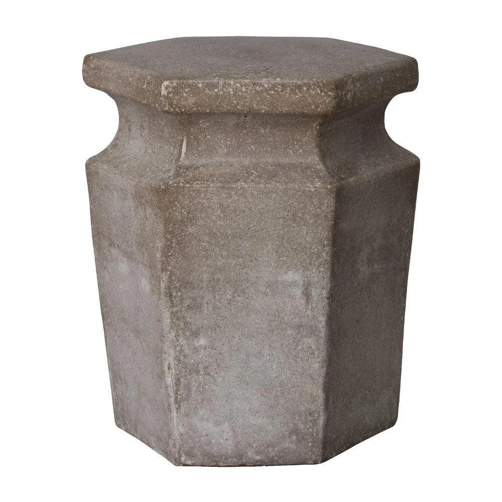 18 Inch Hexagonal Ceramic Garden Stool - Outdoor Patio Furniture for Garden, Porch, Poolside & Backyard Decor